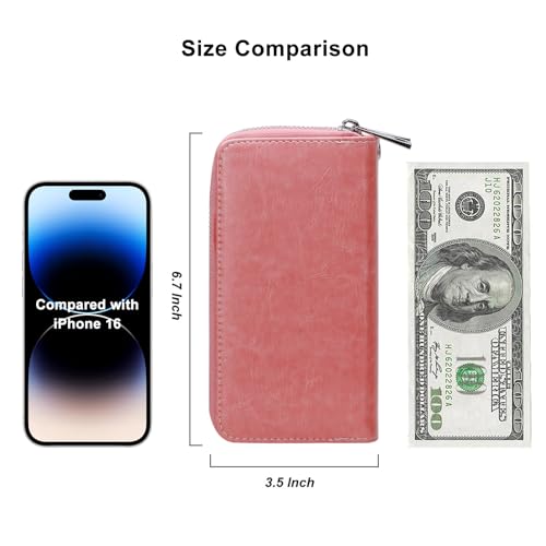 Image of Cellphone Wallet for Women Dual Zipper Long Purse with Removable Wristlet