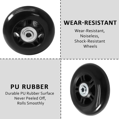Image of Luggage Wheels Replacement, 84 x 24mm, Black Rubber, 2pcs