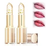 TRWLCFF 2Pcs Transferproof Color Changing Lipstick, Clear Gold Crystal Colors Changing Lipsticks, Deep Nourishment Formula, Long Lasting Moisturizing Glossy Shine Clear Lip Color for Women