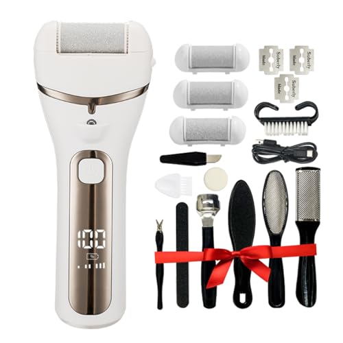 Lima eléctrica para pies y piel dura, removedor de callos profesional, kit de pedicura 16 en 1 con pantalla de 3 velocidades, 3 rodillos, limas recargables para el cuidado de pies en el hogar y