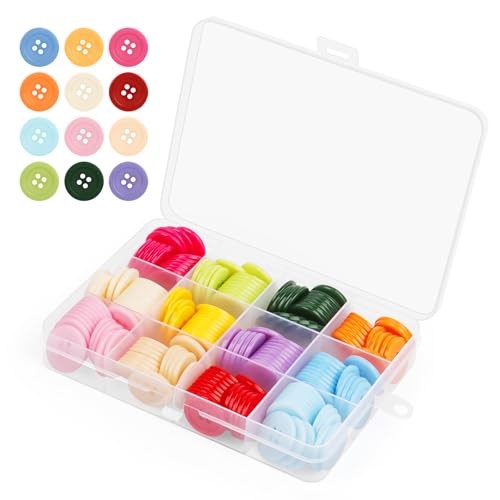 180 Piezas Botones de Colores con 20 mm Resina para Manualidades,Botones Redondos con 4 Agujeros,para Costura y Tejer, Manualidades, Decoración
