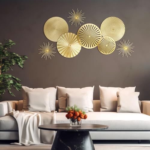 Lingvee 8 Pcs Gold Wall Decor Modern Metal Decor Metal Starbursts Radial Plate Art Hanging Decorative Wall Decorations for Home Bedroom Bathroom Living Room Office Sculpture(Gold) Lingvee 8 Pcs Gold Wall Decor Modern Metal Decor Metal Starbursts Radial Plate Art Hanging Decorative Wall Decorations for Home Bedroom Bathroom Living Room Office Sculpture(Gold)