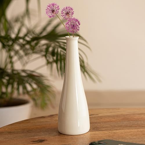 Image of ExclusiveLane 'Minimalistic Elevated' Ceramic Flower Vase for Home Decor Flower Vase for Living Room (Handglazed Studio Pottery, 13.3 Inches) | Ceramic Flower Vases for Home Decoration