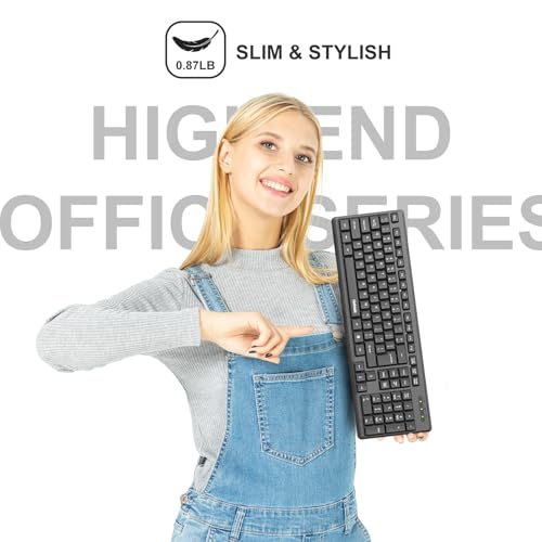 Image of Wired Computer Keyboard, Full Size USB Quiet Keyboard with Number Pad,Slim Compact Soft Basic Laptop Keyboard for Windows PC Office Desktop (Black) | Slim Compact Basic Keyboard, USB Plug-and-Play, Budget Quiet Corded Keyboard, for Laptop Windows PC Office Desktop (Black)