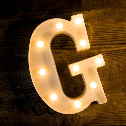 Image of Marquee G Alphabet Shaped LED Light Lamp | Decorative Wall Hanging for Birthday, Party, Wedding, Festive & Home Decor | Battery Operated Night Light (G)