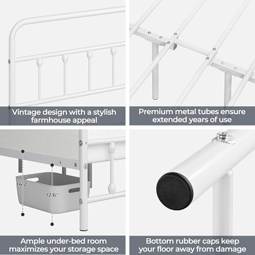 image for Yaheetech Classic Metal Platform Bed Frame Mattress Foundation with Vi