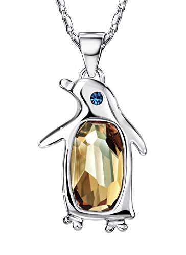 Neoglory Jewelry Crystal Penguin Birthstone Pendant Necklace 2 Colors Embellished with Crystals from Swarovski