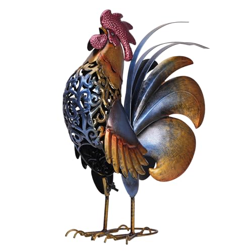 Mloarts Rooster Garden Statues Vintage Chicken Statue for Outdoor Decor Regal Mighty Metal Rooster Perfect Handmade Gift for Housewarming Friends Garden Lover