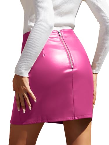 Image of We1Fit Womens Fuax Leather Skirt High Waisted Bodycon Pencil Mini Skirts with Shorts