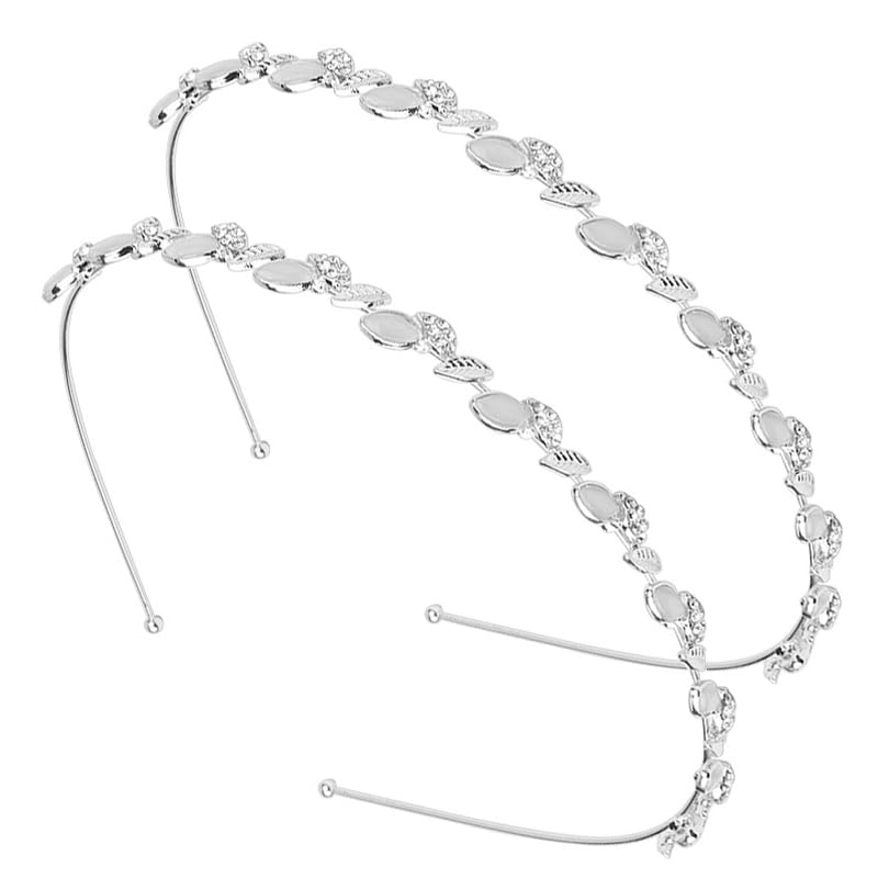 2 diademas con diseño de hojas, tiara, corona de diamantes de imitación, diadema de cristal para boda, ideal para bailes y fiestas, tocado de plata para novia hecho a mano con diamantes de imitación