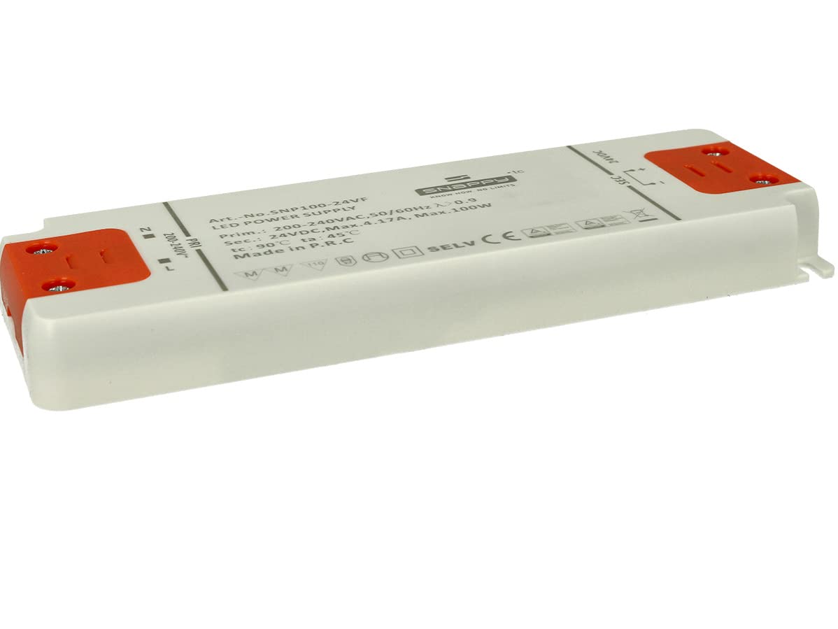 Transformador Slim 24 V, fuente de alimentación fina DC24 V, diseño plano, ideal para tira LED 24 V instalación en el mueble (100 W 4,17 A 165 x 56 x 17 mm)