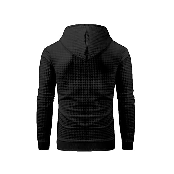 Yundobop Men's Pullover Hoodies Plaid Jacquard Long Sleeve Drawstring Hipster Casual Hooded Sweatshirts with Kanga Pockets - Image 4