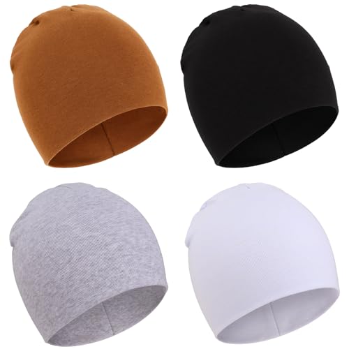 Image of DRESHOW BQUBO 4 Pieces Baby Beanie Newborn Toddler Soft Cute Knit Hat Hospital Hats for Baby Boys Infant Cap Beanies