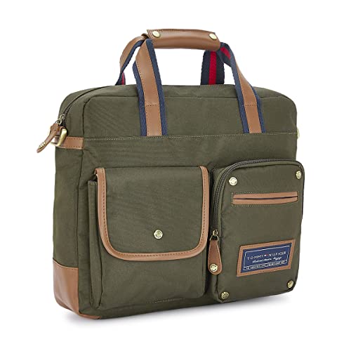 Image of Tommy Hilfiger Unisex-Adult Franklin Professional New Polyester 15 Inch Laptop Bag Business Case Olive (8903496164596)