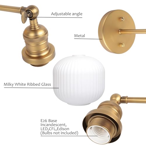 Image of Pathson Modern Wall Sconce Lamp Milk White Round Glass, Hardwired Frosted Vintage Wall Vanity Light Fixture for Farmhouse Living Room Bedroom Bathroom Loft