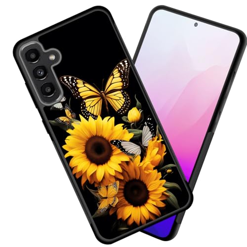 smauncucn for Galaxy S25 Case,Slim Anti-Scratch Tire Anti-Skid Edges Shockproof TPU Back Protective Cover Case for Samsung Galaxy S25 6.2 inch 2025,Sunflower Butterfly