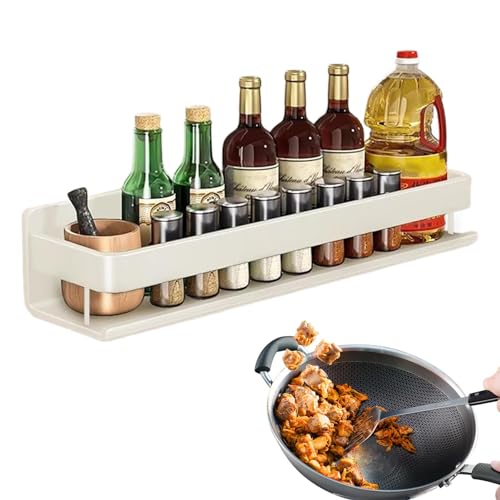 Lainiaoly Especiero Montado En La Pared Para Cocina, Organizador De Especias, Estante De Especias Para Colgar, Organizador De Estantes De Cocina, Estante De Cocina, Pared Sin Taladrar, Blanco40 Cm