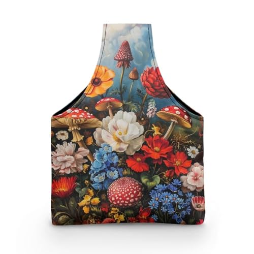 Image of Mushroom knitting Bag Organzier Yarn Bags for Crocheting Hook Organzier Lightweight Knitting Tote Bag Holding Yarn Knitting Needles,Small