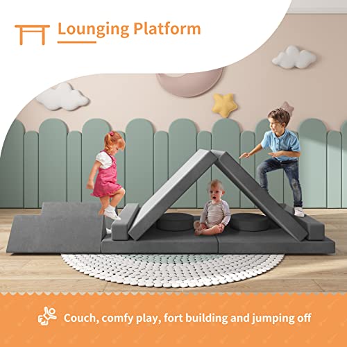 Linor Kids Couch, Modular Designed Baby Couch For Kids/Foldable Loveseat &Fold Out Ottoman, Lounger, With Washable And Durable Covers (Charcoal) #TOP3
