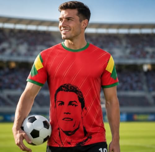 Image of Ronaldo Fan Jersey | Name & Number Customization | FIFA 2026 Inspired | Personalized Soccer T-Shirt for Men, Women & Kids | Airofab Fabric | 2Y-4XL