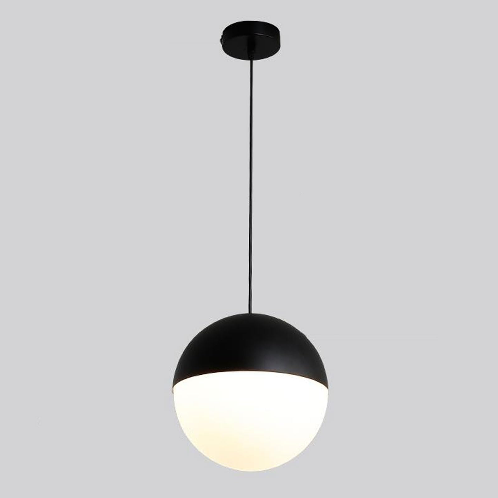RSZCSMO Circular High-Transparency Glass Pendant Light Black Hemispherical Glow Multi-Option Dining Table Hanging Lamp Café, Bar Counter, Lighting Fixture
