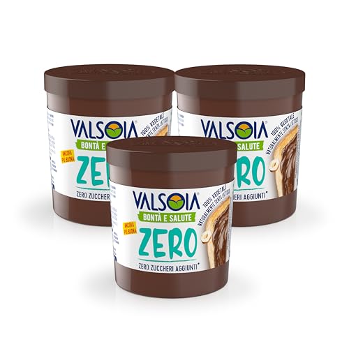 Valsoia - Crema Vegetale alle Nocciole con Cacao, 100% Vegetale, Senza Glutine e Olio di Palma, Naturalmente Senza Lattosio, Ideale per Vegani, Senza Zuccheri Aggiunti, 3 Confezioni da 200 g