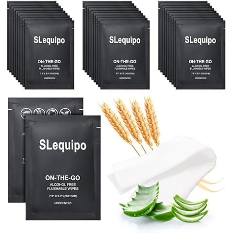 SLequipo 30 Pcs Flushable Aloe Vera Wipes Cover