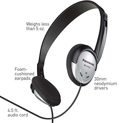Panasonic Fones de ouvido supra-auriculares leves com XBS RP-HT21 (preto e prata)