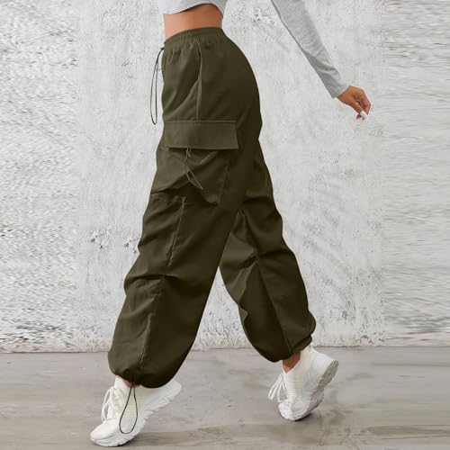 midelxp Baggy Cargo Pants Women Lightweight High Waisted Parachute Pants with Pockets Outdoor Hiking Pants Y2k Streetwear3