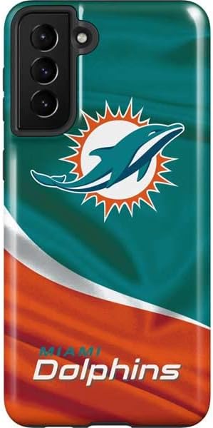 Skinit Pro Phone Case Compatible with Galaxy S21 FE - Officially Licensed NFL Miami Dolphins Large Logo Design