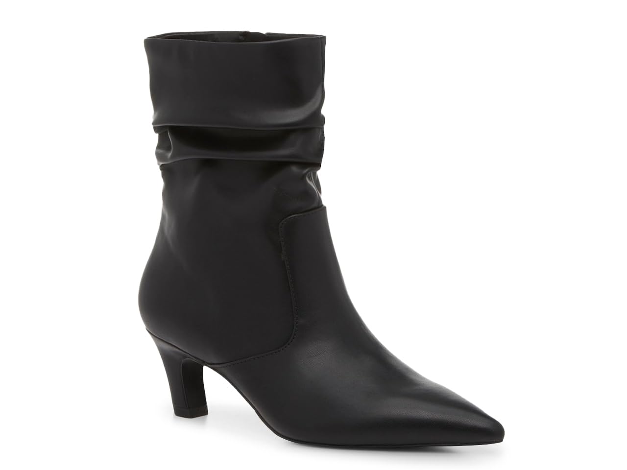 Coutgo Womens Slouchy Ankle Boots Low Kitten Heel Pointed Toe Booties Side Zipper Fall Shoes