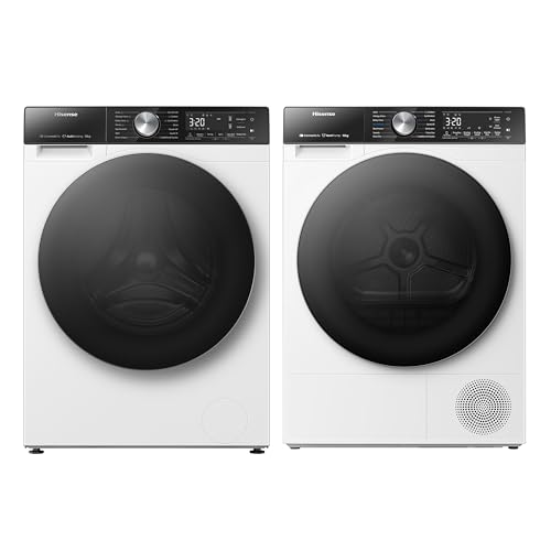Bundle of Hisense WF5S1245BW Freestanding 12 KG Front Load Washing Machine + Hisense 5 Series DH5S102BW 60cm Freestanding 10KG Heatpump Front Load Tumble Dryer, with WiFi Enabled