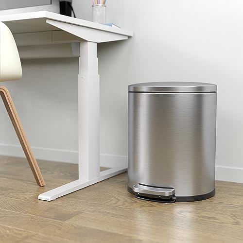 iTouchless SoftStep 5.3 Gallon Small Semi-Round Bathroom Trash Can with Removable Inner Bucket and AbsorbX Odor Filter, Stainless Steel, 20 Liter Step Pedal Garbage Bin for Bedroom, Office Cubicle by iTouchless - Image 4