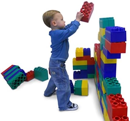 Jumbo Blocks - (96) Piece Big Blocks - 8" x 4" and 4" x 4" Large Building Blocks for Toddlers -Made in the USA - Durable Safe Plastic Blocks by Kids Adventure Jumbo Blocks