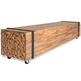Mit 4 Rädern vidaXL Teak TV Schrank mit 4 Rädern Fernsehtisch Fernsehschrank Lowboard TV Möbel Tisch Board Sideboard HiFi-Schrank Couchtisch 150x30x30cm