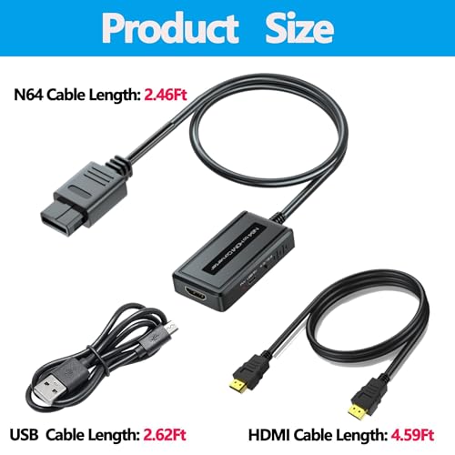 Adaptador N64 a HDMI con cable USB miniatura 5
