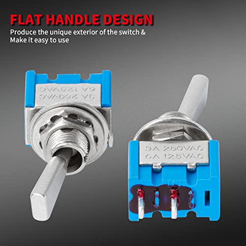 Daiertek MTS-101-F1 Mini Toggle Switch Spst Miniature Small Flat Toggle Switch On/Off 2 Position 2 Pin 6A 125Vac 3A 250Vac thumb #3