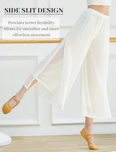 SEAUR Chiffon Palazzo Hose Damen Tanzhose Orientalischer Tanz Pilates Yoga Latein Hose Weites Bein Sommerhose Freizeithose M