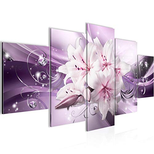 Tableau lis fleurs violet pour décorer un grand salon moderne ou une chambre