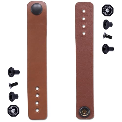 [2 Pack] IWB Belt Loop - (8-9oz Leather) - London Tan w/Black Pull-The-Dot Snap & Mounting Hardware - 6.0 x 0.875 Inches - for IWB Holster Carry - (Fit 1.25-2.00 Inch Belts (Adjustable)