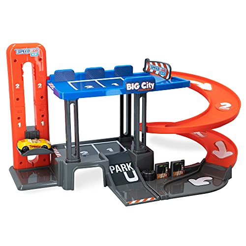 ColorBaby Speed&GO - Speed&GO - Garaje Juguete para Coches, con 1 Coche de Metal, Parking 2 Niveles, Parking de Juguete Infantil, Coches de Juguetes metálicos, para niños a Partir de 6 años (46529)