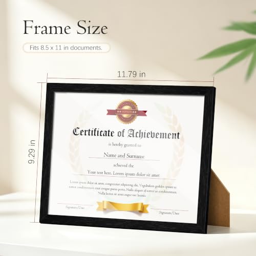 Image of 8.5x11 Solid Wood Picture Frame set of 4, Black Certificate Frames
