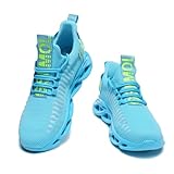 GSLMOLN Outdoor Breathable Mesh Knited Jogging Athletic Running Shoes Sky Blue Size 10-10.5