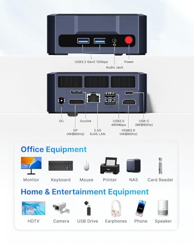 origimagic A1 Mini PC,con Ryzen 7 7840HS(8C/16T,fino a 5,1GHz) Mini Gaming PC,32GB DDR5 1TB PCIe 4.0 2280 SSD,Oculink,USB4.0,HDMI,DP,USB-C,WiFi 6,BT 5.2 Mini Computer