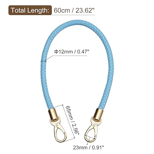 uxcell Leather Purse Strap, 60cm/23.6" PU Braided Purse Replacement Handle for Women's Handbag Underarm Bag Tote (Blue) - Image 2