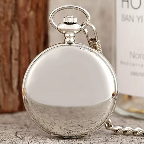CNBPIC Retro Clip Fivela Corrente Quartzo Pocket Watch Polimento Pingente de Prata Pocket Clock Gift
