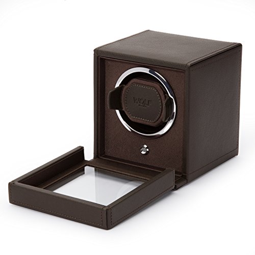 WOLF Unisex 461106 Wolf Cub Single Brown Analog Display Watch Winder with Cover