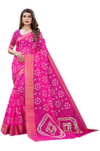 Image of Priyashi Women's Printed Linen Jari Saree with Blouse Piece