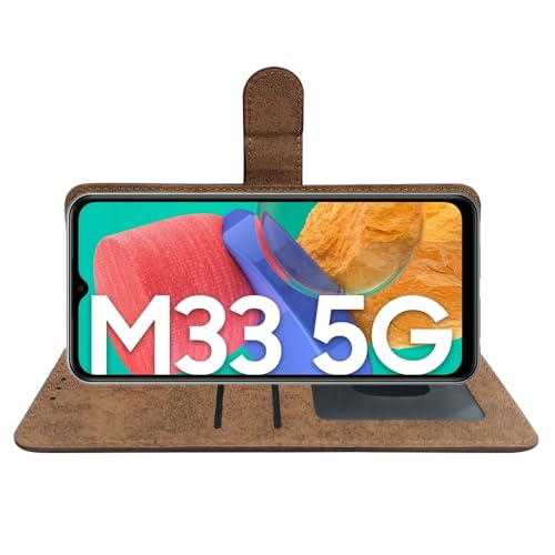 Image of Flip Cover Back Case for Samsung Galaxy M33 5G | Premium Leather Finish | Inbuilt Pockets & Stand | Flip Cover Back Case for Samsung Galaxy M33 5G (Coffee)