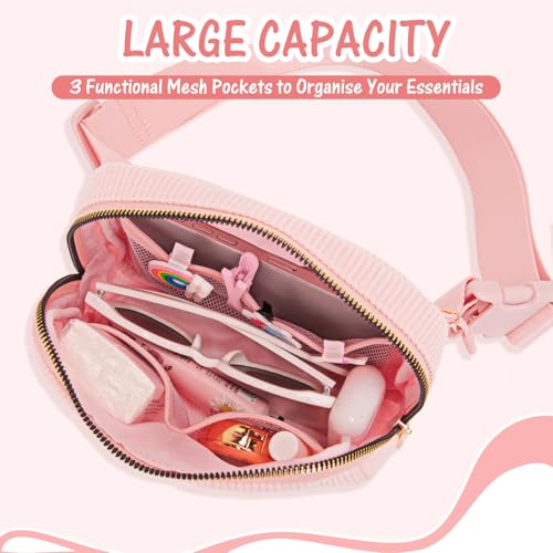 Image of Gitus Gifts for 10-16 Year Old Girls: Trendy Women's Fanny Pack with Initial Letter Patch - Crossbody Belt Bag (Light Pink-S)